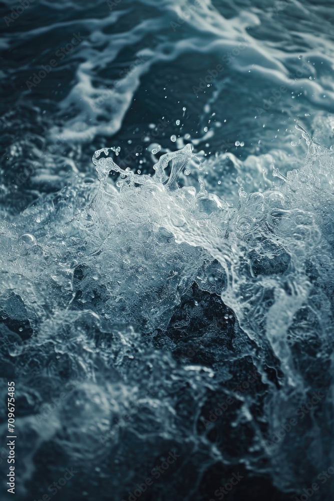 Poster A close up view of the soothing waves on a body of water. Perfect for adding a touch of tranquility to any project