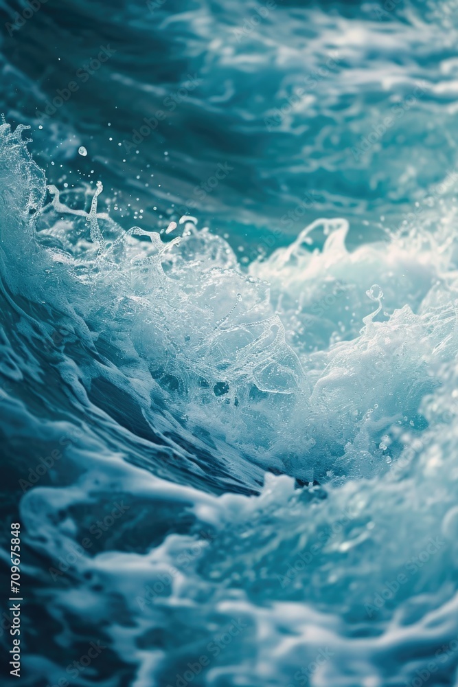 Aufkleber A close up view of a powerful wave in the ocean. This image can be used to depict the strength and beauty of nature