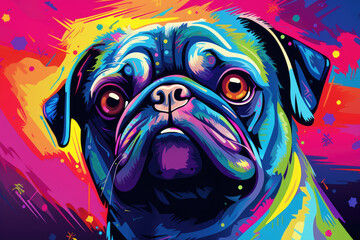 pug dog in pop art style