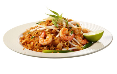 Authentic Pad Thai Delight isolated on transparent Background