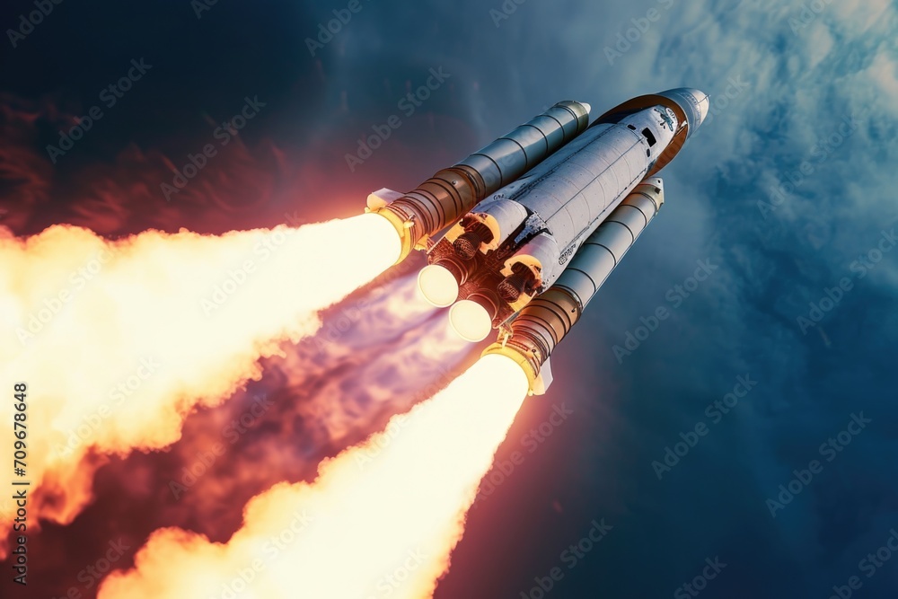 Aufkleber a space shuttle taking off into the sky. suitable for space exploration and aerospace concepts