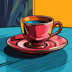 Cup of tea or coffee in pop art style