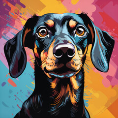 Trendy dog portrait in pop art style