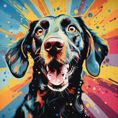 Trendy dog portrait in pop art style