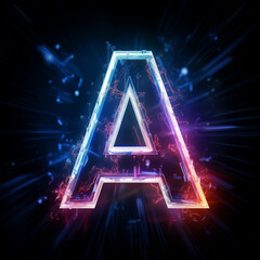 letter A on a cybernetic abstract background