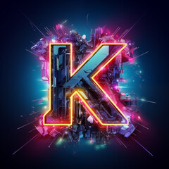 letter K on a cybernetic abstract background