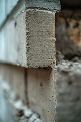 Close up view of a brick wall with cement. Ideal for architectural projects or backgrounds for construction-related designs