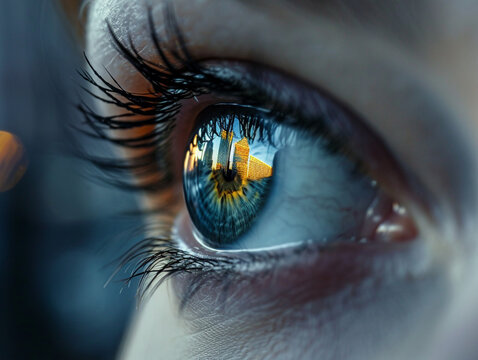 
Extreme close-up colour photo. A close-up of the iris of a woman