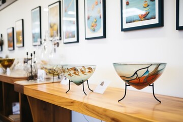 finished handcrafted glass bowls on display