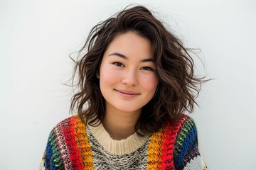 セーターを着た日本人女性のポートレート（美容・婚活・結婚・バレンタイン） - obrazy, fototapety, plakaty