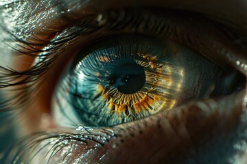 A detailed close-up of a person's eye. Suitable for use in various projects