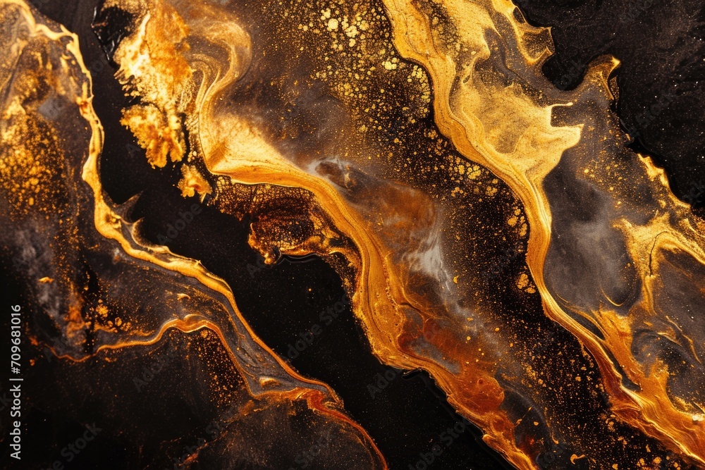 Poster a close up view of a black and gold marble. suitable for various design projects
