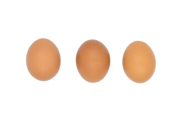 Fresh Chicken Eggs on white background.