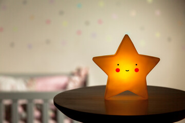 Decorative star in baby's room. Decorative star concept. Baby room concept.