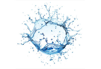 Transperent blue water splash isolated on white background. PNG