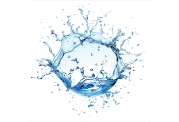 Transperent blue water splash isolated on white background. PNG