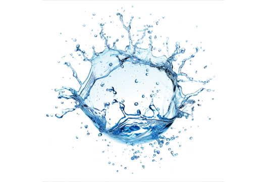 Transperent blue water splash isolated on white background. PNG