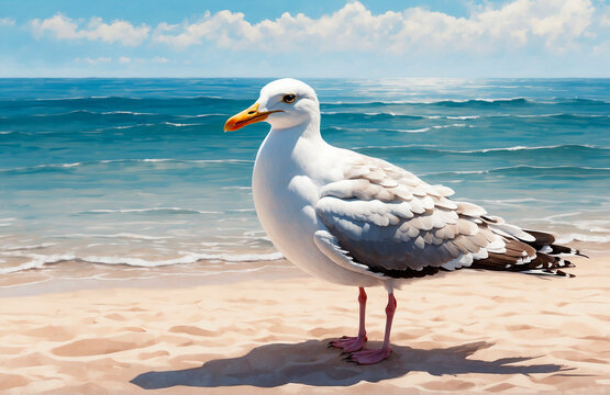 Beautiful seagull on the seashore