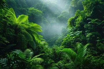 Lush greenery, a tropical jungle, a serene setting, Generative Ai.