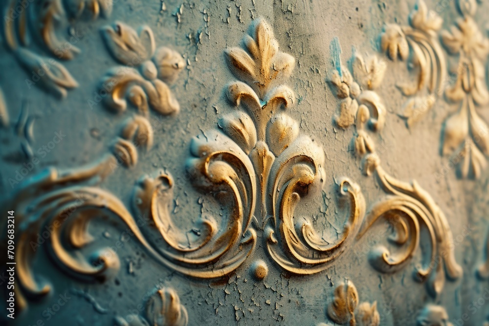 Poster A detailed close-up of a vase showcasing a beautiful decorative design. Perfect for adding an elegant touch to any space
