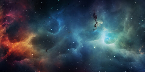 Vibrant Galaxy Nebula, Cosmic Beauty in Space, Universe Stars, Astronomy Wonder, The pillars of creation colorful gas nebula tiny specs of bright white stars diffraction spikes stars amazing beauty,  - obrazy, fototapety, plakaty