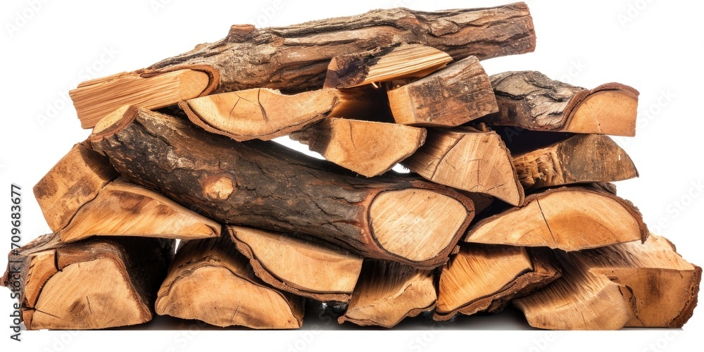 Poster A neat stack of wood logs ready for use. Perfect for adding warmth and rustic charm to any space