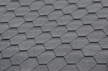 Hexagonal gray shingle roof tile background