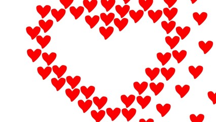 Background design of several red love hearts forming a big, white love heart. Inside the heart has space to enter text words.