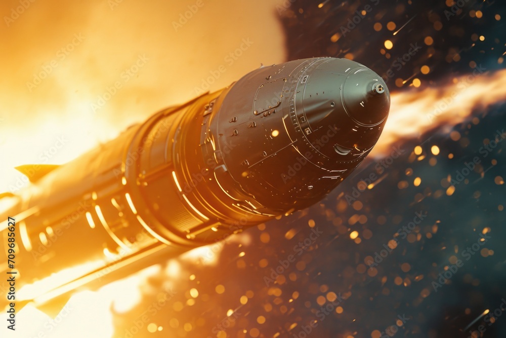 Aufkleber a rocket soaring through the sky. perfect for space exploration themes and scientific concepts