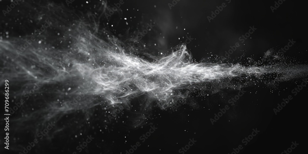 Poster a captivating black and white photo showcasing a mesmerizing smoke trail. perfect for adding an arti