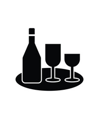 wine bottle with glass icon, vector best flat icon.