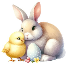 Obraz na płótnie Canvas Cute Watercolor Easter Bunny Clipart Illustration