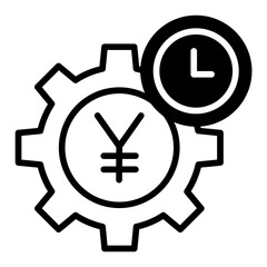 Yen Cogwheel solid glyph icon