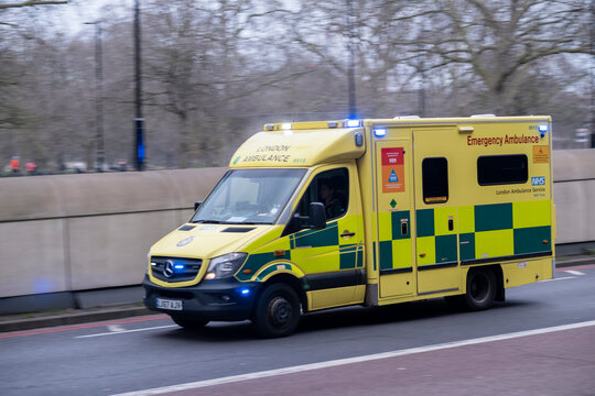 London, UK January 2024: Emergency vehicle on London street.