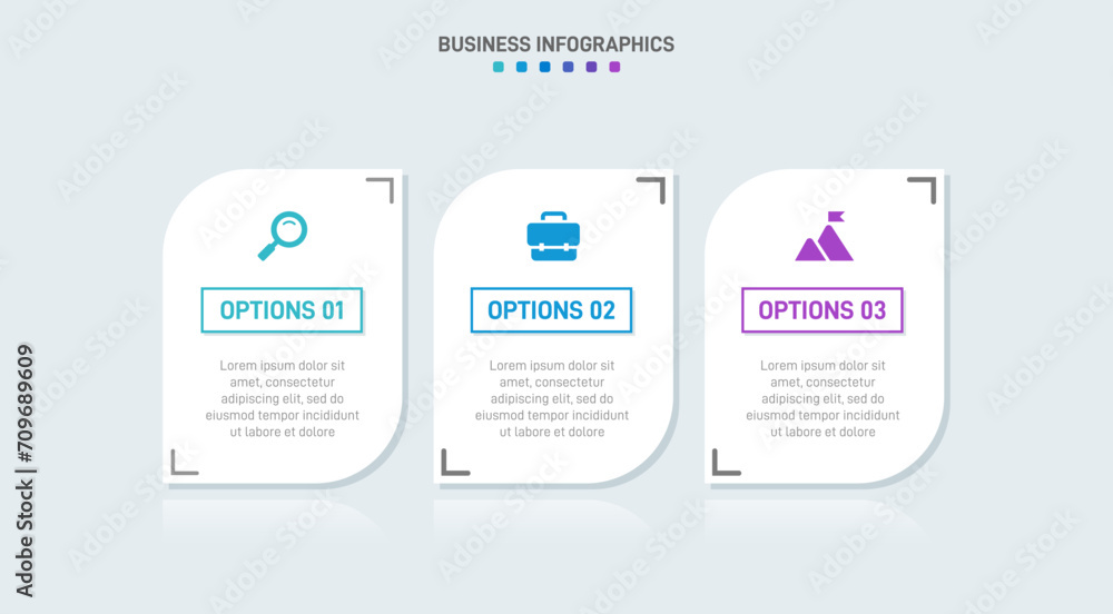Aufkleber timeline infographic with infochart. modern presentation template with 3 spets for business process.