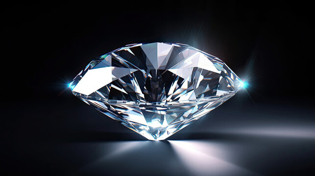 Shiny Diamond on Black Background - Brilliant Sparkle Gemstone Jewelry Stone