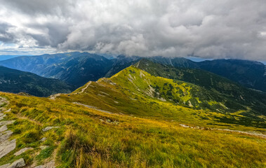 Fototapeta premium Mountains landscape panorama to the top of Kasprowy Wierch Poland
