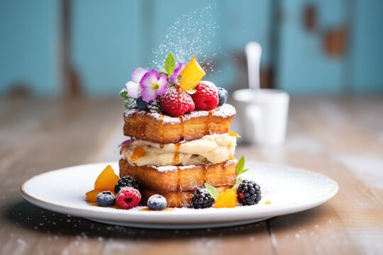 brioche french toast stack with fresh berries