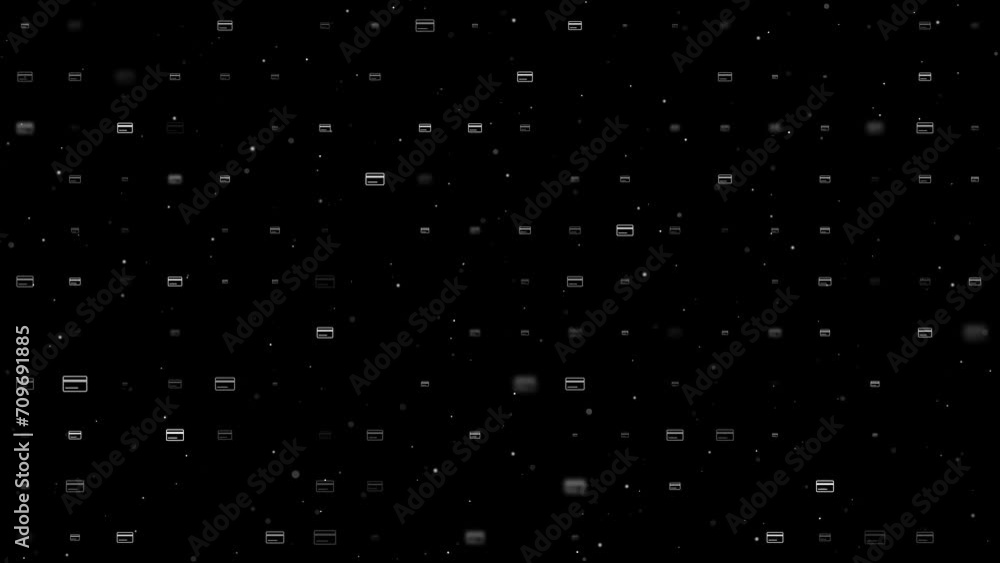 Poster template animation of evenly spaced credit card symbols of different sizes and opacity. animation of