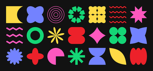Shape retro vector icon, abstract y2k figure, modern sticker, geometry simple form, groovy futuristic element set. Minimal illustration - obrazy, fototapety, plakaty