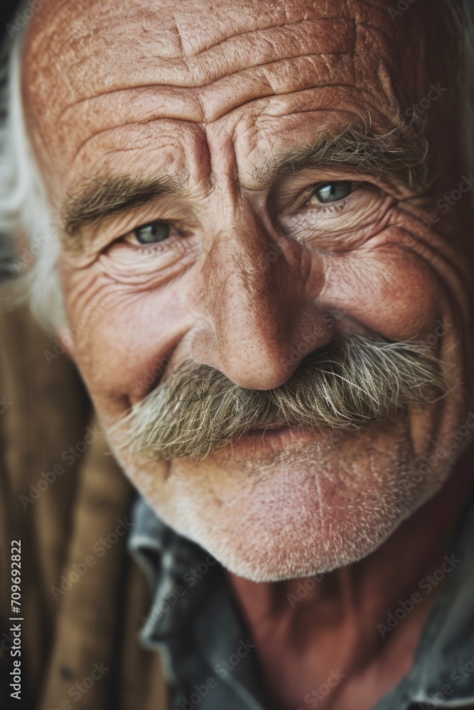 Aufkleber a close-up photograph of a man with a distinguished mustache. this image can be used to portray masc