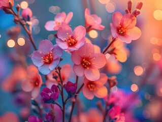 Pink flowers with blurred background