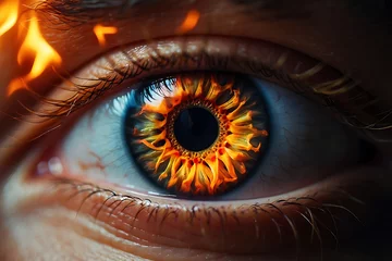 Fotobehang Close-up detail of beautiful female eye burning and glowing © Design_Stock