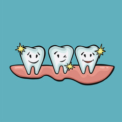Fototapeta premium clean teeth and healthy gums oral hygiene, vector