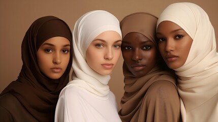 Portrait of diverse group of women in Hijab
