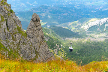 Fototapeta na wymiar cable car lifting you mountains to the top of Kasprowy Wierch Poland