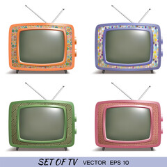 Set of a retro TV vector illustration