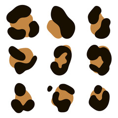 Leopard spots vector cartoon elements set isolated on a white background.