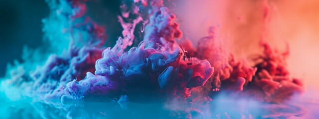 Abstract background, colorful clumped smoke, fantasy, blur.