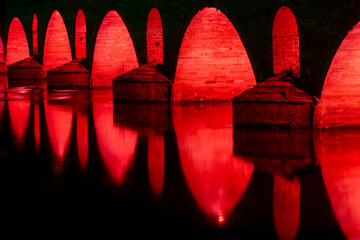 meric bridge night exposure, Edirne, Turkey